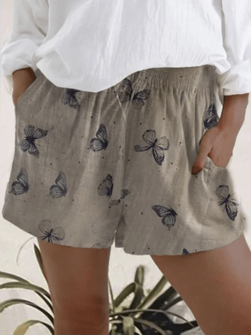 Printed Elastic High Waist Shorts Women - Deck Em Up