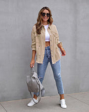 Fashion Ripped Shirt Jacket Female Autumn And Spring Casual Tops Womens Clothing - Deck Em Up