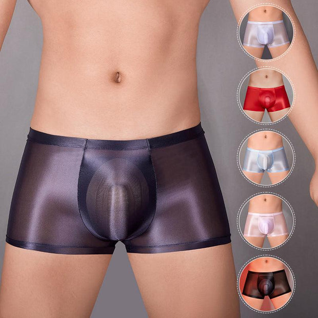 Oil Glossy U Convex Ultra-thin Transparent Men's Comfortable Stretch Shorts - Deck Em Up