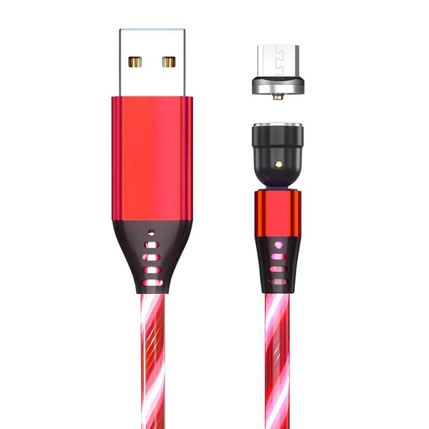 540 Rotate Luminous Magnetic Cable 3A Fast Charging Mobile Phone Charge Cable For LED Micro USB Type C For I Phone Cable - Deck Em Up