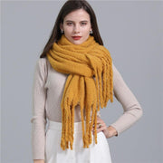 European And American Plus Long Scarf Winter Cashmere Warm All-matching Solid Color Scarf Men And Women Fashion Tassel Scarf New - Deck Em Up