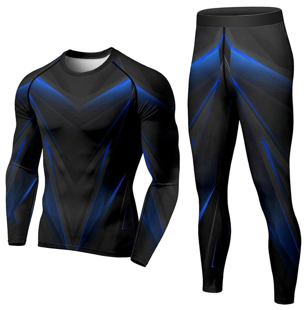 Men's 2 Piece Tracksuit Suit Compression Clothes Running Winter Long Sleeve Trousers - Deck Em Up