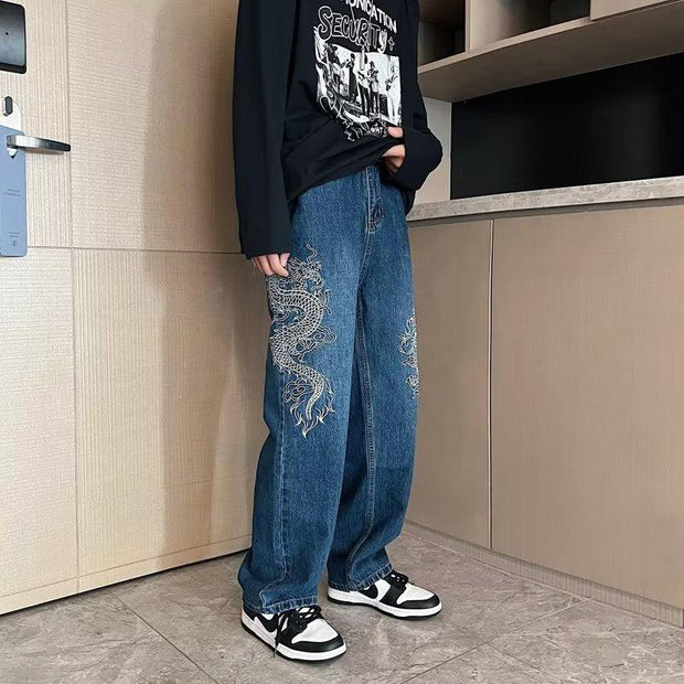 Loose Embroidered Jeans For Men - Deck Em Up