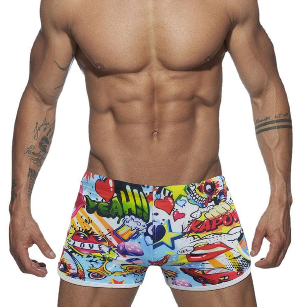 Funny Cartoon Printed Boxer Swimming Trunks Men - Deck Em Up