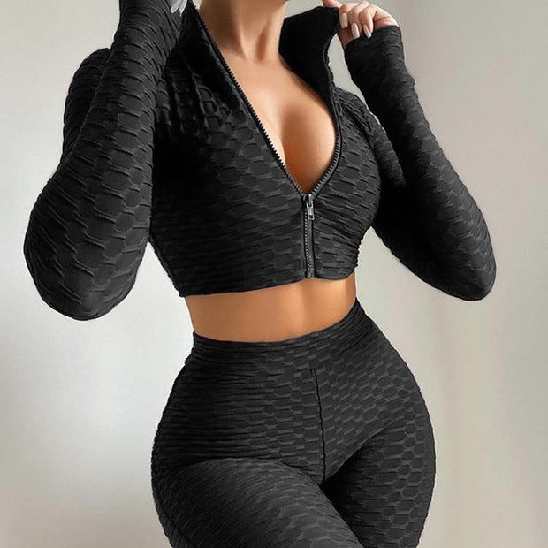 Women's Tracksuit Yoga Fitness Suit Activewear Set Tummy Control Butt Lift Long Sleeve Sport Clothing - Deck Em Up