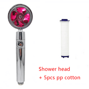 Shower Head Water Saving Flow 360 Degrees Rotating With Small Fan ABS Rain High Pressure Spray Nozzle Bathroom Accessories - Deck Em Up