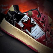 Wine Red Contrast Color Five-pointed Star Leisure Sneaker - Deck Em Up