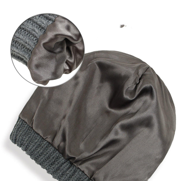 Hats Men's & Women's Protective Hairstyles, Warm Woolen Knit Satin Hats Caps - Deck Em Up