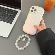 Laser Wave Silicone Phone Case Gradient Laser Stripes Bracelet Case For IPhone 14 13 12 11 Pro Max Plus Bead Chain - Deck Em Up