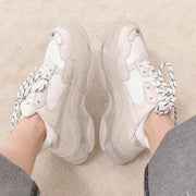 Women's Fashion Crystal Muffin Platform Lace Up Casual Sneaker - Deck Em Up