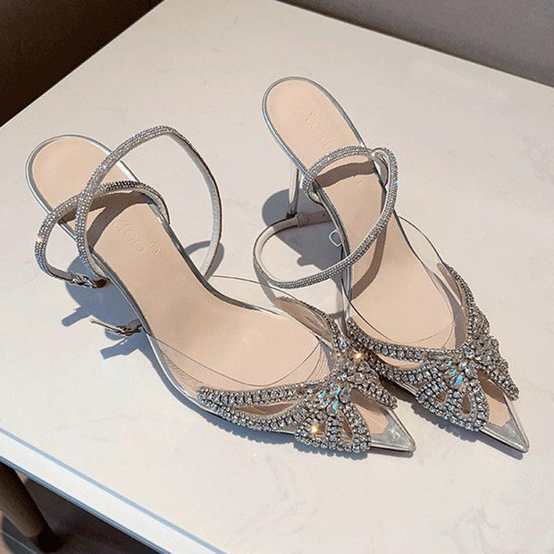 High-end Crystal Shoes Women's Sandals New Butterfly Diamond Evening Dress All-matching - Deck Em Up