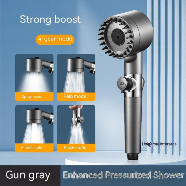 The Third Gear Adjustable Strong Supercharged Shower Head Household Bath Shower Hose Shower Head - Deck Em Up