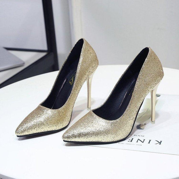 Spring And Summer New High Heels Stiletto Heel Gold And Silver Color Formal Dress Bridesmaid Bridal Shoes - Deck Em Up