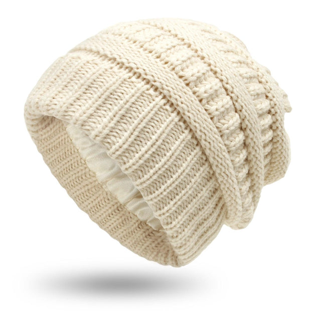 Hats Men's & Women's Protective Hairstyles, Warm Woolen Knit Satin Hats Caps - Deck Em Up