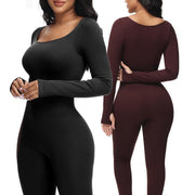 Plus Size High Waist Belly Shaping Jumpsuit - Deck Em Up