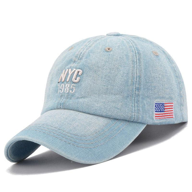 NYC 1985 USA Hat Men's Denim Baseball Peaked Cap - Deck Em Up