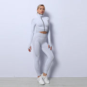 3 Piece Yoga Set Seamless Sport Set Women Gym Clothing Leggings Women Crop Top Sports Bra Women Fitness Gym Set Womens Outfits Tracksuit - Deck Em Up