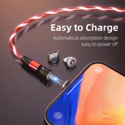 540 Rotate Luminous Magnetic Cable 3A Fast Charging Mobile Phone Charge Cable For LED Micro USB Type C For I Phone Cable - Deck Em Up