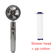 Shower Head Water Saving Flow 360 Degrees Rotating With Small Fan ABS Rain High Pressure Spray Nozzle Bathroom Accessories - Deck Em Up