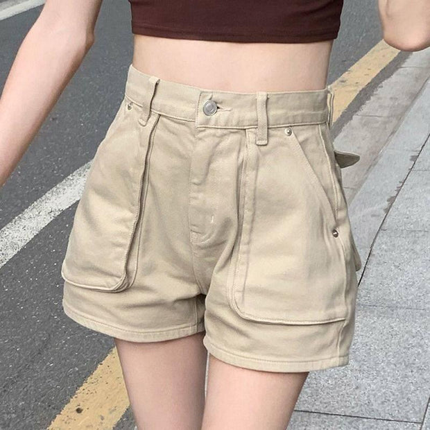 Summer Thin High Waist Slim Workwear Denim Shorts For Women - Deck Em Up
