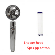 Shower Head Water Saving Flow 360 Degrees Rotating With Small Fan ABS Rain High Pressure Spray Nozzle Bathroom Accessories - Deck Em Up