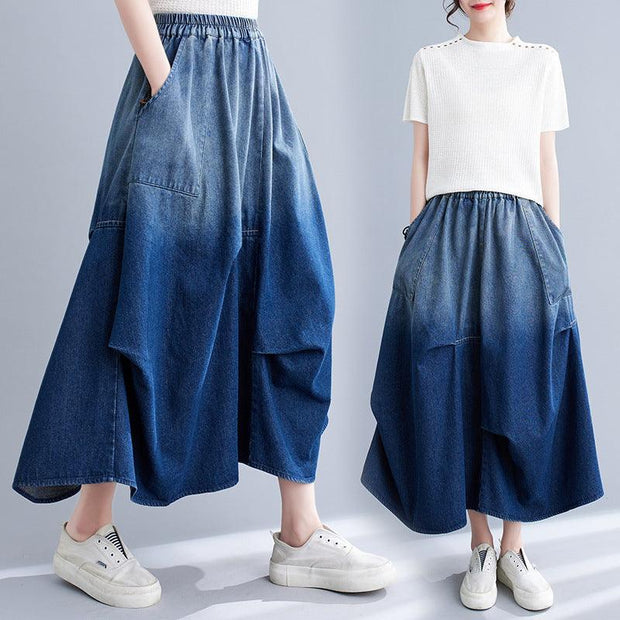 Gradient Color Denim Skirt For Women - Deck Em Up