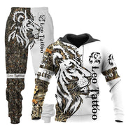 3D Wolf Print Tracksuit Men Sportswear Hooded Sweatsuit Two Piece Outdoors Running Fitness Mens Clothing Jogging Set - Deck Em Up