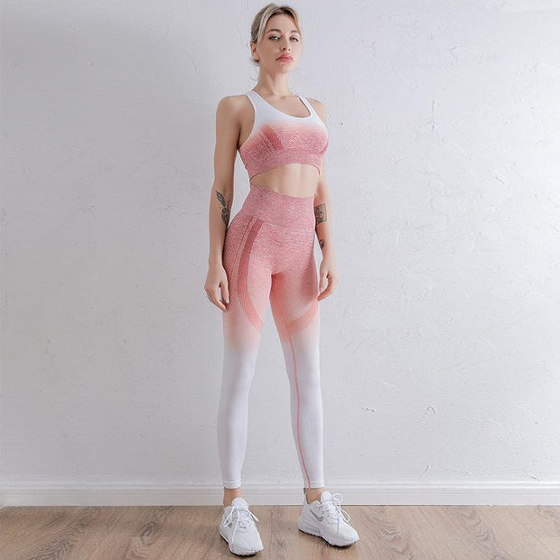 Tie Dye Gradient Color Yoga Clothing Set - Deck Em Up