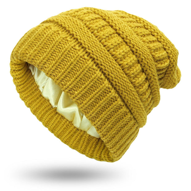 Hats Men's & Women's Protective Hairstyles, Warm Woolen Knit Satin Hats Caps - Deck Em Up