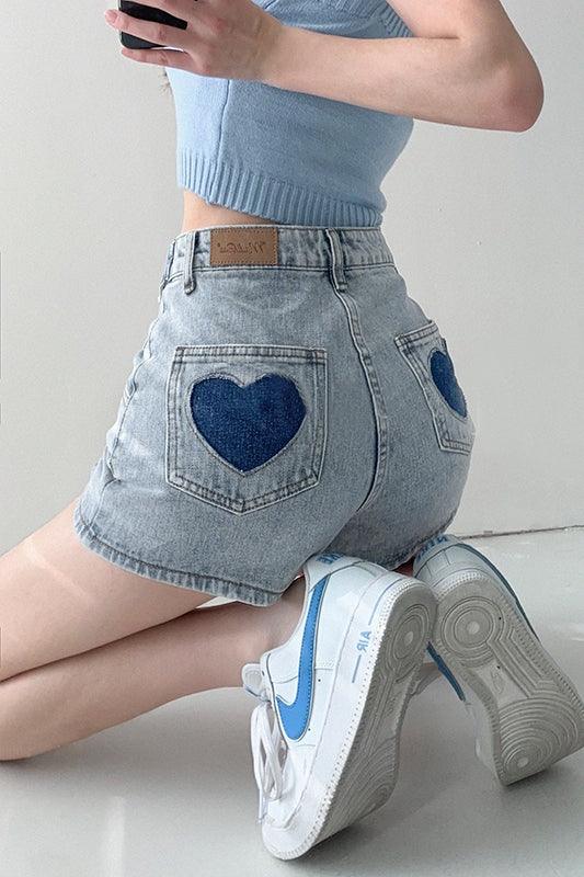 Fashionable Street Style Love Hot Girl Denim Shorts Women - Deck Em Up