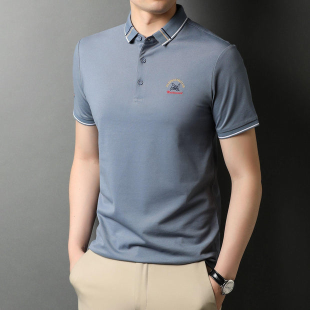 Summer New Style Short-Sleeved Lapel Polo Shirt Pure Color Casual Self-Cultivation Tide Brand - Deck Em Up