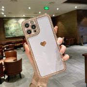 Apple Phone Case Accessories Love Crystal Diamond Edge Electroplating Protective Cover - Deck Em Up