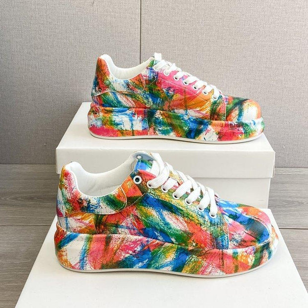 Graffiti Sneakers Plus Size Casual Sneakers - Deck Em Up