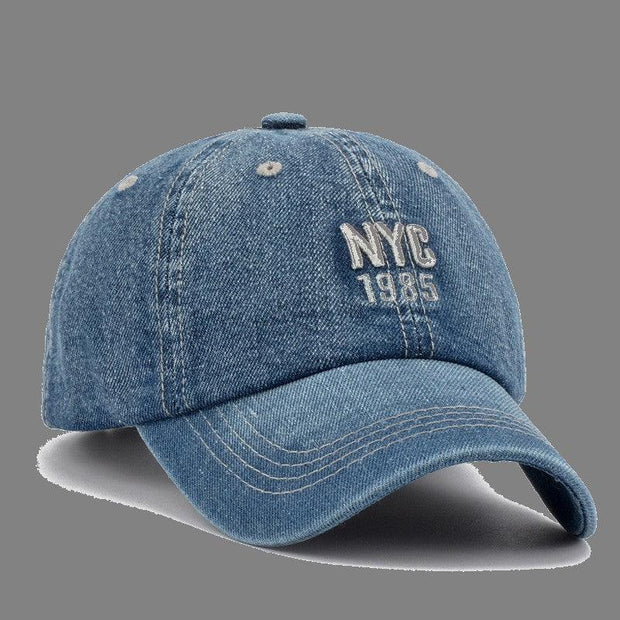 NYC 1985 USA Hat Men's Denim Baseball Peaked Cap - Deck Em Up