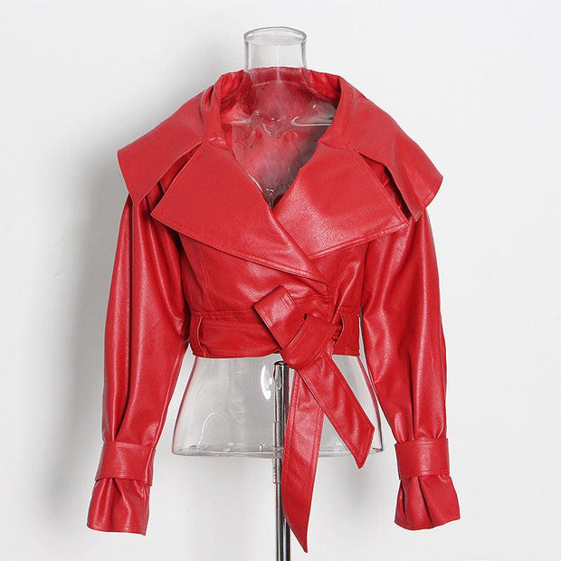 Fashion Motorcycle Pu Leather Coat For Women - Deck Em Up